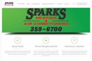 Website screenshot of sparksheatingair.com created by Credo Technology Group, LLC