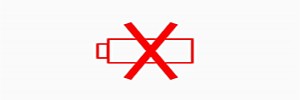 illustration of battery with a red x through it to show it is dead