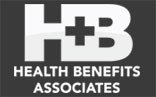 A capital H and B together with a medical plus cut out and Health Benefits Associates spelled out in two lines beneath